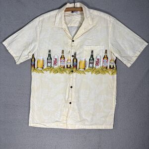 Vintage Aloha Republic Shirt Men’s L Beer‎ Motif Camp Yellow USA Dadcore Resort